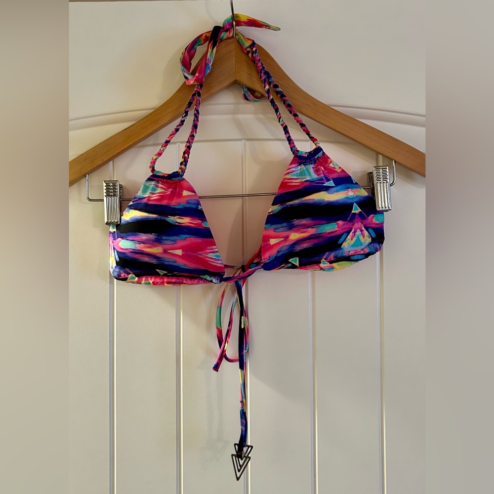 Colorful Halter Bikini Top.  Size Small.